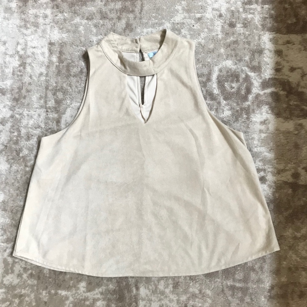 Suede front-notch shirt